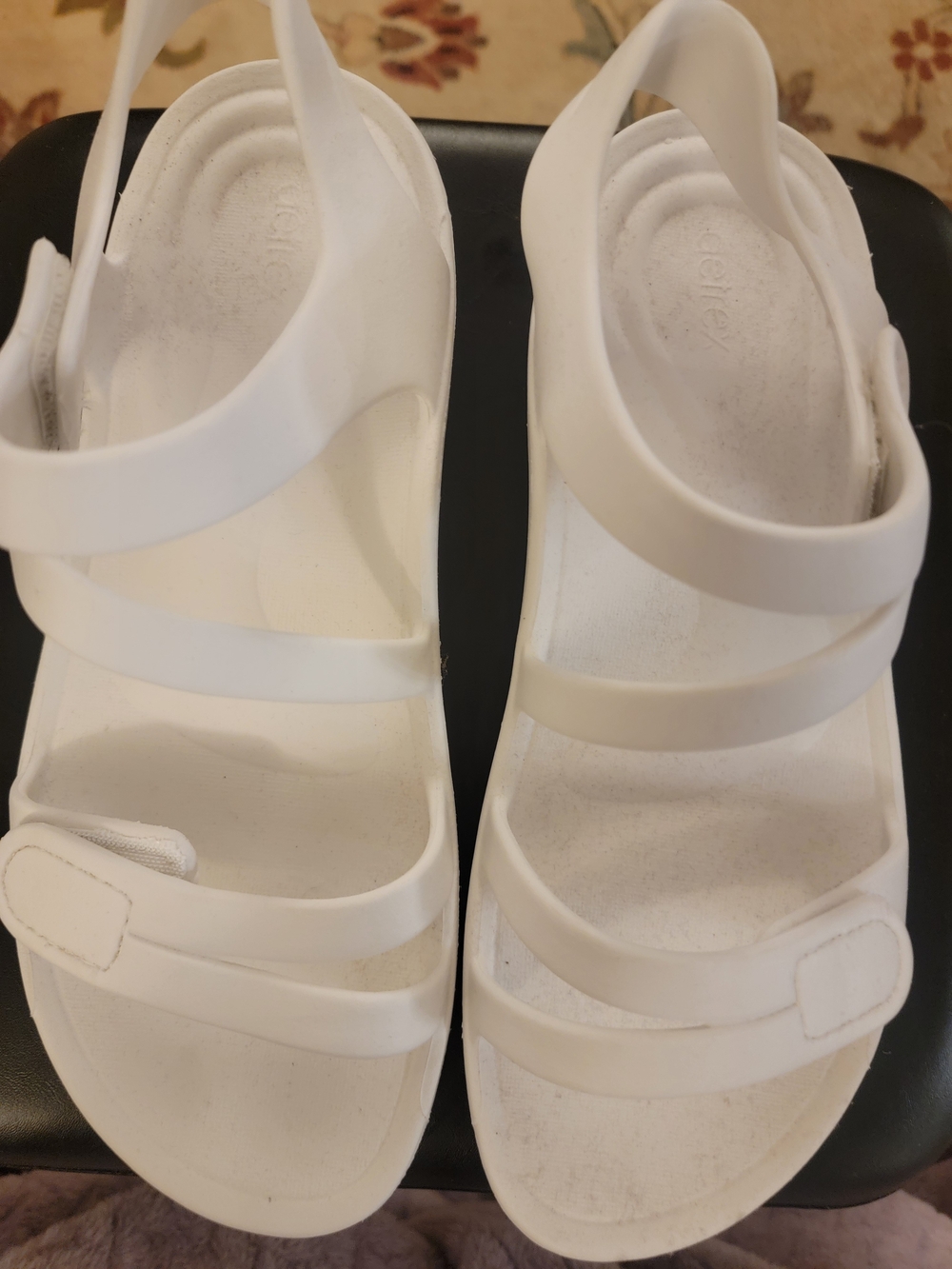 New Nwot Womens Jullian Aetrex White Strap Sandals Water Sandal Sz 10M